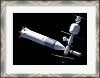 Framed Lunar Gateway Space Station Concept, With Spacex Lunar Starship