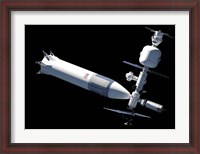 Framed Lunar Gateway Space Station Concept, With Spacex Lunar Starship