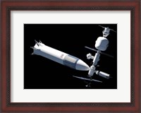 Framed Lunar Gateway Space Station Concept, With Spacex Lunar Starship