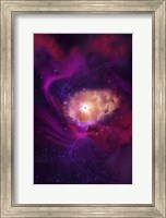 Framed Purple and Red Molecular Clouds Surround a Large Star Nebula