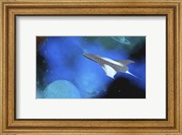 Framed Spaceship Voyages To the Outer Solar System Between Saturn and One of Its Moons