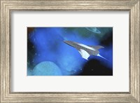 Framed Spaceship Voyages To the Outer Solar System Between Saturn and One of Its Moons