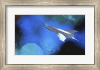 Framed Spaceship Voyages To the Outer Solar System Between Saturn and One of Its Moons