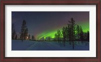 Framed Northern Lights in Lapland Forest, Finland