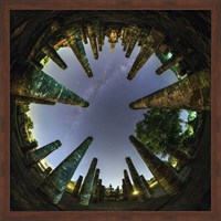 Framed 360 Degree Panorama View of Wat Mahathat With Milky Way