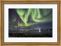 Framed Aurora Borealis Dances Above the Arctic Ocean From Teriberka, Murmansk, Russia