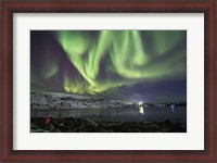 Framed Aurora Borealis Dances Above the Arctic Ocean From Teriberka, Murmansk, Russia