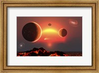 Framed Red Giant Star and Its System of Planets