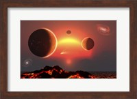 Framed Red Giant Star and Its System of Planets