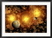 Framed Alien Exoplanets Orbiting a Distant Star Cluster