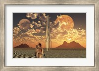 Framed Astronaut Using a Rocketship To Travel To Different Alien Planets