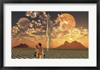 Framed Astronaut Using a Rocketship To Travel To Different Alien Planets