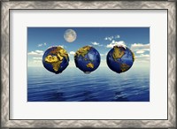Framed Three Views of the Earth, Showing Different Continents