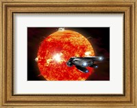 Framed Ion Drive Powered Exploration Spaceship Approaches a Violent, New Red Star