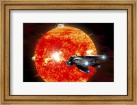 Framed Ion Drive Powered Exploration Spaceship Approaches a Violent, New Red Star