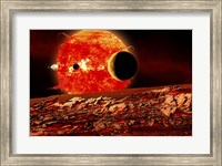Framed Planets Are Silhouetted As They Transit in Front of a Red Giant Star