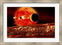 Framed Planets Are Silhouetted As They Transit in Front of a Red Giant Star