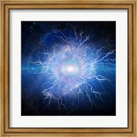 Framed Supernova, Galaxy in Eye Shape, With Lightning