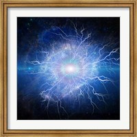 Framed Supernova, Galaxy in Eye Shape, With Lightning