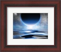 Framed Exosolar Planet Rising Over Quiet Waters