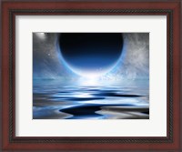 Framed Exosolar Planet Rising Over Quiet Waters