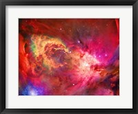 Framed Vivid Nebulae in Pink and Red Colors