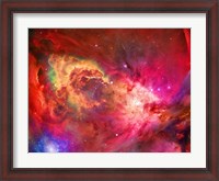 Framed Vivid Nebulae in Pink and Red Colors