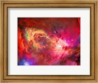 Framed Vivid Nebulae in Pink and Red Colors