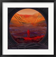 Framed Artist's Concept of An Astronaut On Mars, As Viewed Through the Window of a Spacecraft