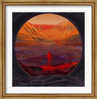 Framed Artist's Concept of An Astronaut On Mars, As Viewed Through the Window of a Spacecraft