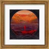 Framed Artist's Concept of An Astronaut On Mars, As Viewed Through the Window of a Spacecraft