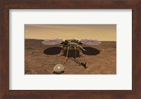 Framed Artist's Rendition of the Insight Lander Operating On the Surface of Mars