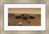 Framed Artist's Rendition of the Insight Lander Operating On the Surface of Mars