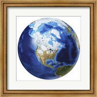 Framed 3D Illustration of Planet Earth, Centered On North America