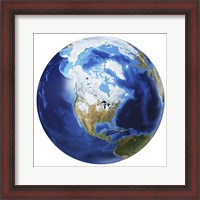 Framed 3D Illustration of Planet Earth, Centered On North America