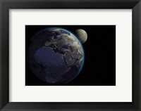 Framed Planet Earth With Sunrise in Space