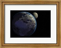 Framed Planet Earth With Sunrise in Space