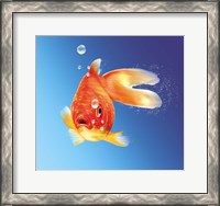 Framed Goldfish With Water Bubbles