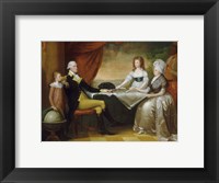 Framed President George Washington with his wife Martha and Grandchildren