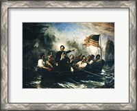 Framed Oliver Hazard Perry and Crew during The Battle of Lake Erie