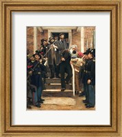 Framed Abolitionist John Brown descending stairs from the County Jail
