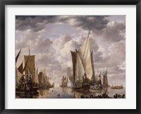 Framed Dutch East India Company grand ships at the Dutch port of Flushing