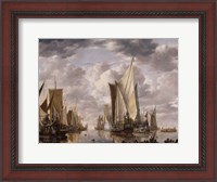 Framed Dutch East India Company grand ships at the Dutch port of Flushing