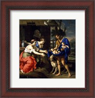 Framed Shepherd Faustulus presenting infants Romulus and Remus to his Wife