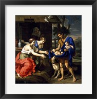 Framed Shepherd Faustulus presenting infants Romulus and Remus to his Wife