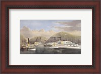 Framed American Steamboats on the Hudson River passing the Highlands, 1874
