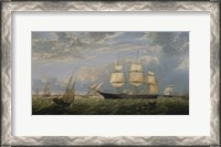 Framed Golden Gate Merchant Ship entering New York Harbor, 1854