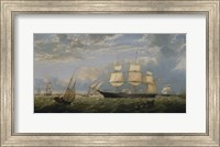 Framed Golden Gate Merchant Ship entering New York Harbor, 1854