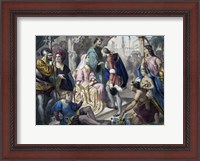 Framed Christopher Columbus Greeted by King Ferdinand and Queen Isabella on his return to Spain