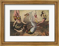 Framed Female Acrobats on Trapezes at Circus